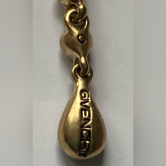 GIVENCHY Dangling Amber & Gold Tone Crystal Tear Drop Earrings - Picture 4 of 6